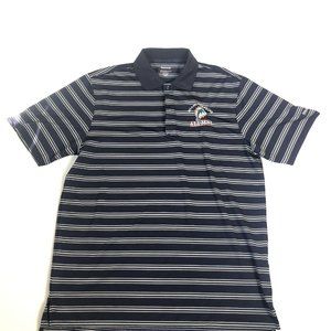 Reebok Play Dry Miami Dolphins Alumni Mens  M Blue Stripe Short Sleeve Polo D67‎